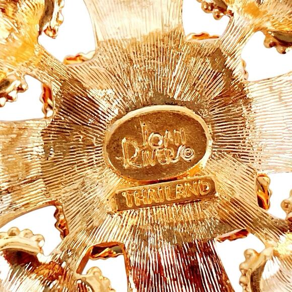 VTG Signed Joan Rivers Byzantine Fleur De Lis Colorful Enamel Brooch Collectible - Picture 8 of 10